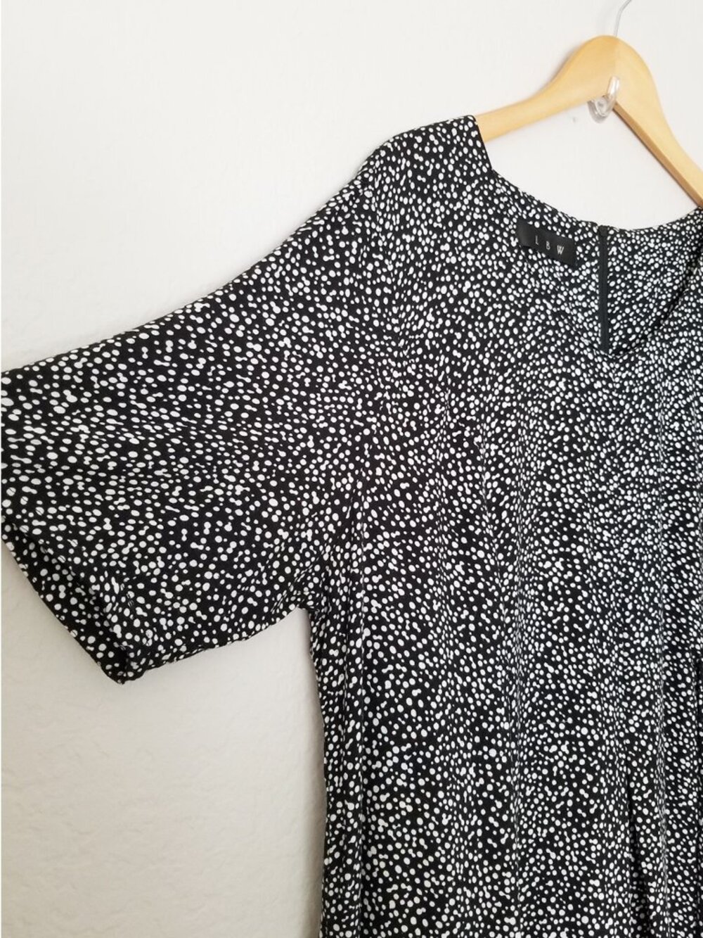 Vintage LBW Super Wide Leg Jumpsuit Plus 2X Black White Spotty Dots Made in USA - Picture 12 of 14
